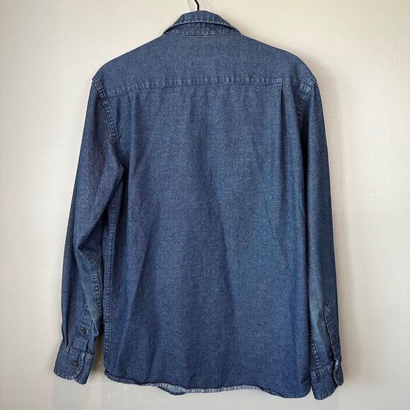 Wrangler Shirt Mens Small Blue Flex for Comfort Long Sleeve Button Down Denim - Picture 4 of 5